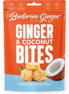 Buderim Ginger Ginger & Coconut Bites Soft & Chewy Bites 150g