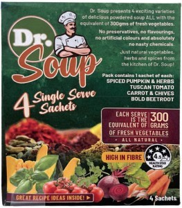 CELL-LOGIC Dr Soup Mixed Sachets (4 Flavours) 30g x 4 Pack (contains: 1 each of Spiced Pumpkin & Her