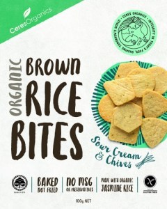 Ceres Organics Organic Brown Rice Bites Sour Cream & Chives  100g Box