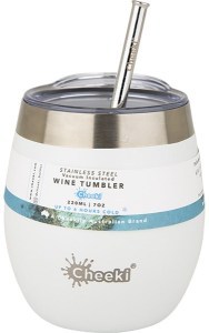 Cheeki Insulated Wine Tumbler Spirit White with S/Steel Straw 220ml