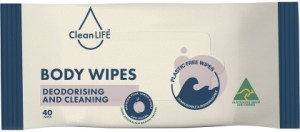 Cleanlife Body Plastic Free Wipes Deodorising and Cleaning 40pk