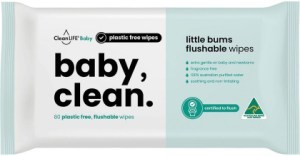 Cleanlife Flushable Plastic Free Wipes Baby Clean 80pk