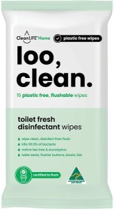 Cleanlife Flushable Plastic Free Wipes Loo Clean 15pk