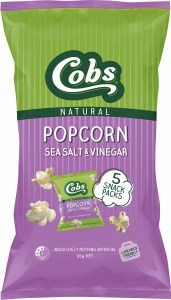 Cobs Natural Popcorn Multipack Sea Salt & Vinegar   (5Pk) 10x65g