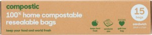 Compostic Compostable Sandwich Bags Resealable (18x17cm) 15Bags
