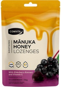 Comvita Manuka Honey Lozenges With Elderberry Extract & Vitamin C 12x4.5g