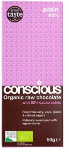 Conscious Organic Raw Chocolate Plain 60%  50gm