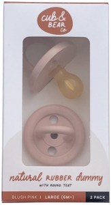 CUB & BEAR CO Natural Rubber Dummy Round Teat Large (6+ Months) Blush Pink Twin Pack