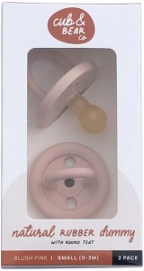 CUB & BEAR CO Natural Rubber Dummy Round Teat Small (0-3 Months) Blush Pink Twin Pack