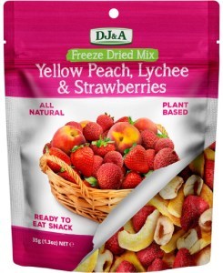Dj&a Freeze Dried Yellow Peach, Lychee & Strawberries 10x35g