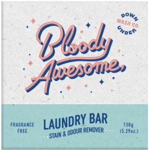 DOWNUNDER WASH CO. (Bloody Awesome) Laundry Bar Stain & Odour Remover Fragrance Free 150g