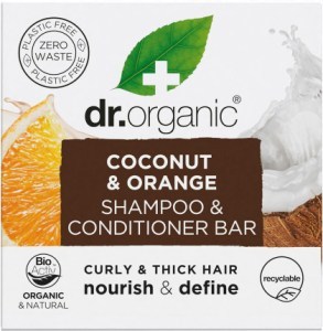 Dr Organic Shampoo & Conditioner Bar Coconut & Orange Curly&Thick Hair 75g