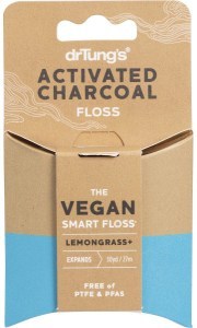 Dr Tung's Smart Vegan Dental Floss Charcoal Lemongrass 27m