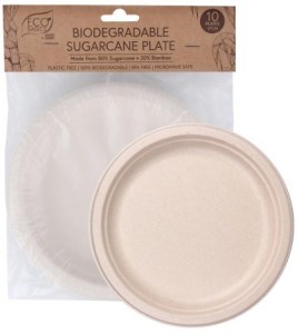 Eco Basics Biodegradable Sugarcane Plate 17cm - 10pcs