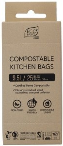 Eco Basics Compostable Kitchen Bags 9.5L - 25Bags/Roll