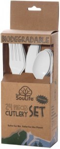 EcoSouLife Cornstarch 24Pc Cutlery Set Natural