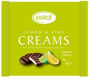 Eskal Dark Choc Creams Lemon & Lime  90g
