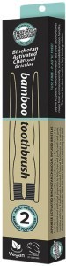 ESSENZZA Bamboo Toothbrush with Activated Charcoal Bristles Medium 2 Pack