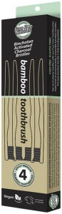 ESSENZZA Bamboo Toothbrush with Activated Charcoal Bristles Medium 4 Pack