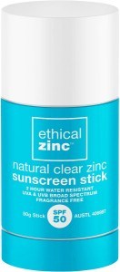 Ethical Zinc Natural Clear Zinc Sunscreen Stick SPF 50 50g