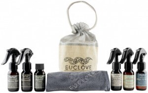 EUCLOVE Sampler Gift Bag (contains: 6 x 50ml sizes, 1 x Woven Microfibre Cloth, Natural Jute Bag)