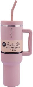 Ever Eco Insulated Tumbler w/ Handle & Straw Rose 1.18L