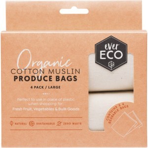 Ever Eco Reusable Produce Bags Organic Cotton Muslin 4pk