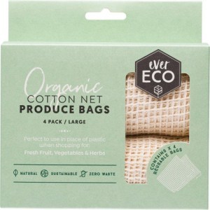 Ever Eco Reusable Produce Bags Organic Cotton Net 4pk