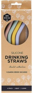 Ever Eco Silicone Straws Bent Pastel Collection 4pk