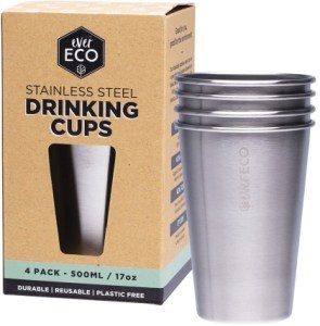 Ever Eco Stainless Steel Drinking Cups 4x500ml
