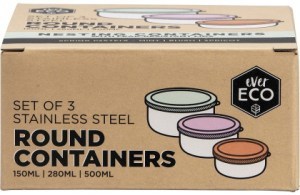 Ever Eco Stainless Steel Round Nesting Containers Spring Pastels  3pk