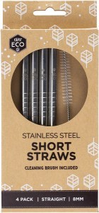 Ever Eco Stainless Steel Short Straws 4pk