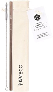 Ever Eco Stainless Steel Straw Kit Straight Rose Gold  