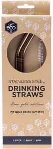 Ever Eco Stainless Steel Straws Bent Rose Gold 2pk