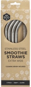 Ever Eco Stainless Steel Straws Bent Smoothie 4pk
