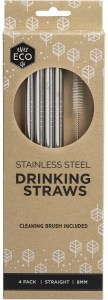 Ever Eco Stainless Steel Straws Straight 4pk