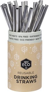 Ever Eco Stainless Steel Straws Straight Counter Display x25