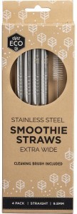 Ever Eco Stainless Steel Straws Straight Smoothie 4pk