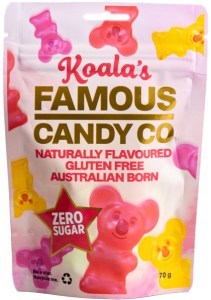 Famous Candy Co Sugar Free All Natural Koala Bears  8x70g