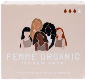 FEMME ORGANIC Organic Cotton Tampons Regular 18 Pack