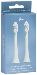 GEM Electric Toothbrush Replacement Heads Mint Green x 2 Pack