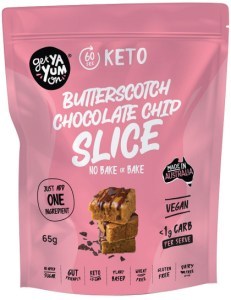 Get Ya Yum On 60 Sec KETO Butterscotch Chocolate Chip Slice (NO BAKE OR BAKE) 65g
