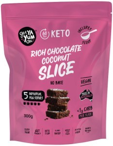 GET YA YUM ON (60 sec Keto) Rich Chocolate Coconut Slice (No Bake) 300g