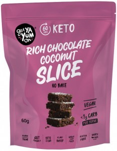 GET YA YUM ON (60 sec Keto) Rich Chocolate Coconut Slice (No Bake) 60g