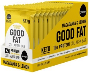 GOOGYS Good Fat Collagen Bar Macadamia & Lemon 45g x 12 Display