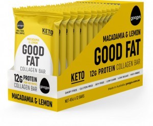 Googys Good Fat Macadamia & Lemon Collagen Bars  12x45g