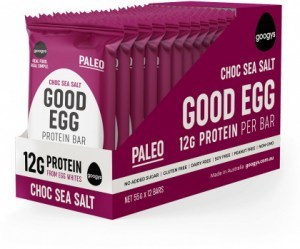 Googys Natural Paleo Protein Bar Choc Sea Salt  12x55g