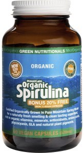 Green Nutritionals Mountain Organic Spirulina Vegan Capsules 520mg 60 Caps