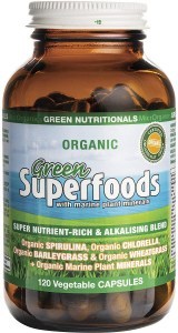 Green Nutritionals Organic Green Superfoods Vegan Capsules 600mg 120 Caps