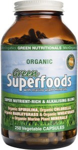 Green Nutritionals Organic Green Superfoods Vegan Capsules 600mg 250 Caps